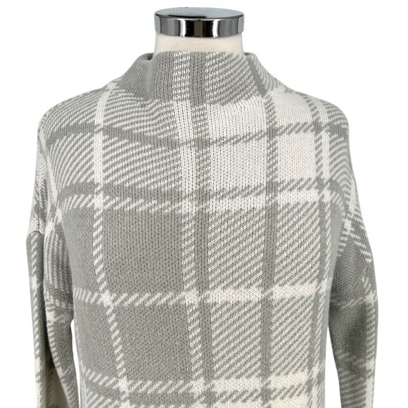Soft Surrounding Plaid Mock Neck Sweater Gray White Size XS - Picture 2 of 9
